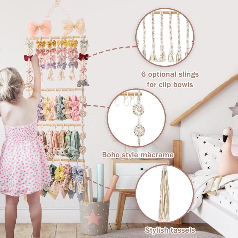 GRDYEAAR Bow Organizer for Girls, Claw Clip Organizer, Bow Hanger for Girls, Baby Girl Nursery Decor, Toddler Hair Accessory Organizer，Hanging Organizer - Image 3